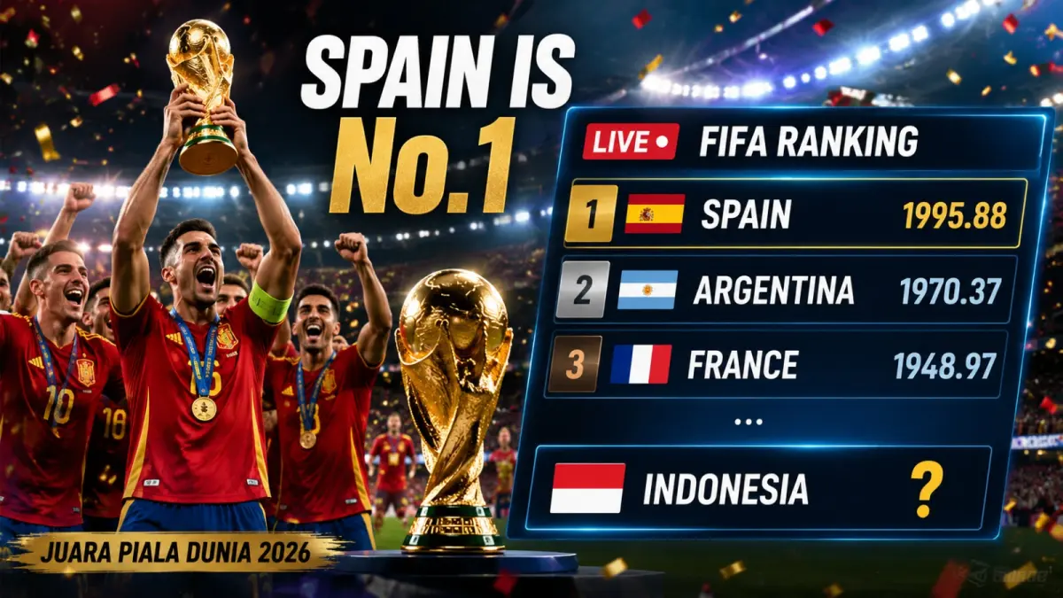 Ranking FIFA Terbaru: Spanyol Memimpin, Indonesia Bertahan di Posisi 118