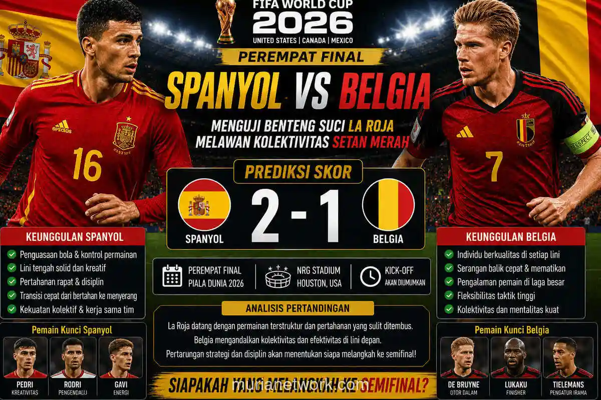 Spanyol vs Belgia, Duel Perempat Final yang Menguji Mental Dua Raksasa Eropa